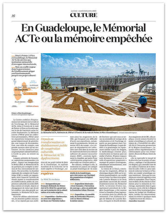 La Croix décembre 2023